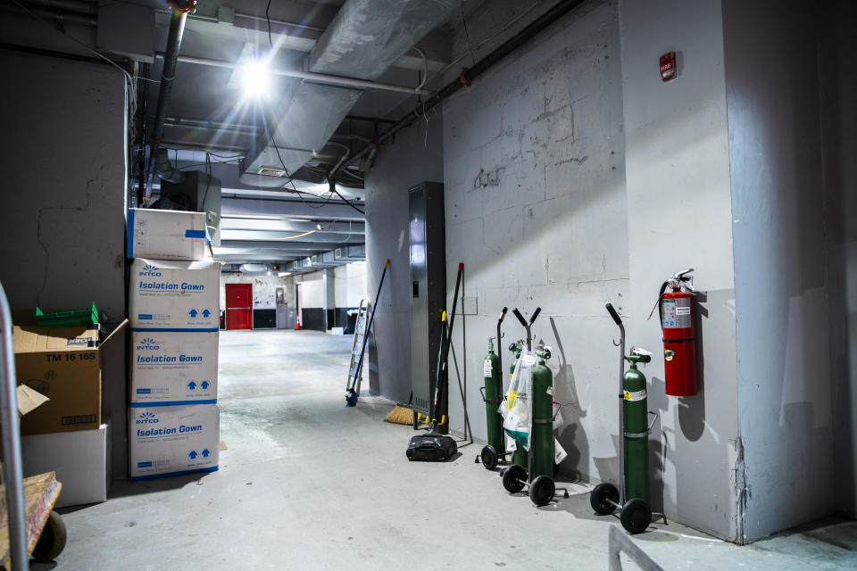 A new section to be fixed up as part of the Plaza Del Sol Family Health Center waits for funding in the Queens borough in New York, Thursday, Jan. 11, 2024. (AP Photo/Eduardo Munoz Alvarez)