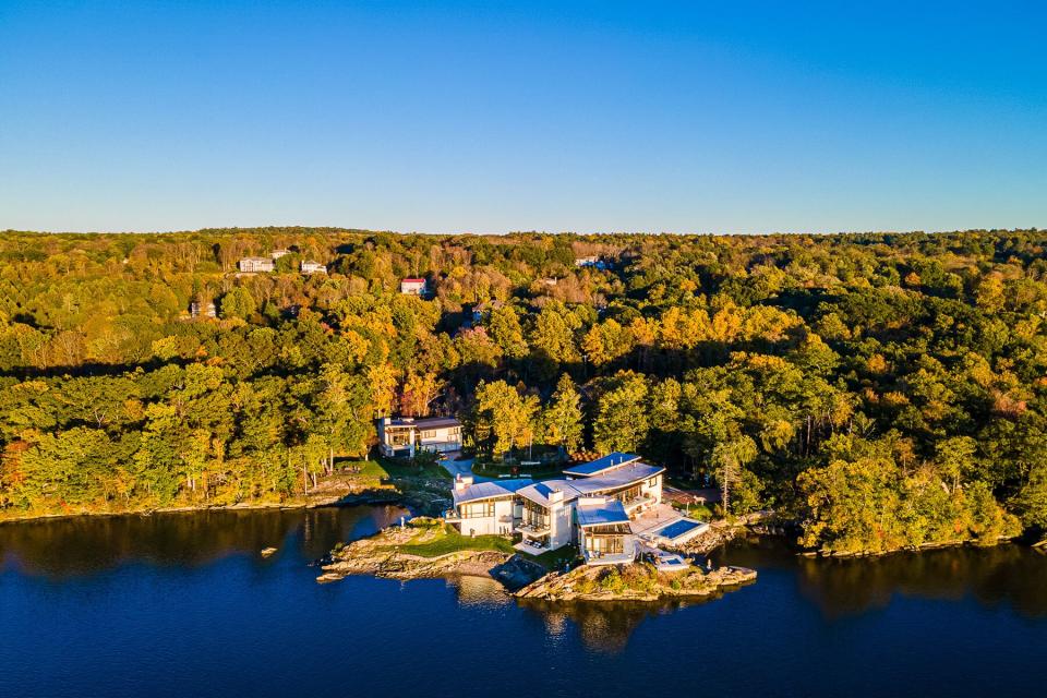 Aerial view at Ledgerock Lane home in Hyde Park, NY of Hudson Valley