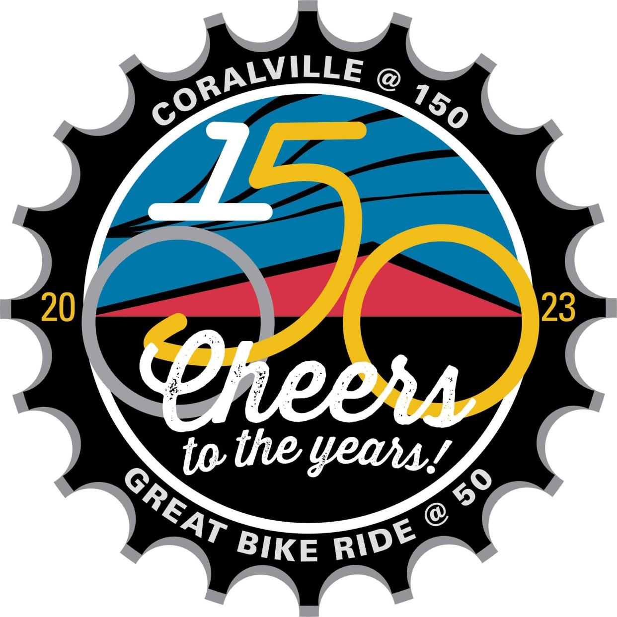 Coralville's theme for RAGBRAI's overnight visit Friday, July 28 is "Cheers to the Years" in honor of the 50th ride and the city's 150th anniversary.