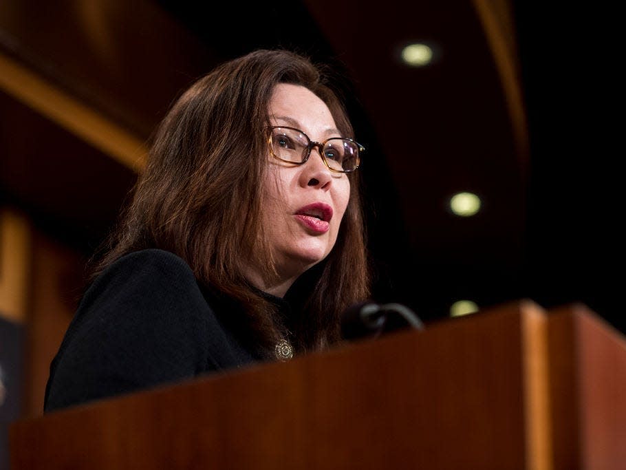 en. Tammy Duckworth, D-Ill., speaks during a Senate Democrats' news conference