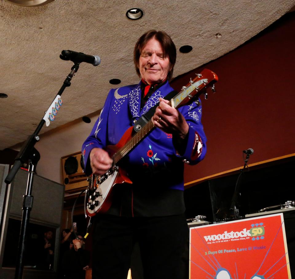 John Fogerty performs at Electric Lady Studios in New York City with the guitar he played at the 1969 Woodstock Music & Art Festival.