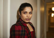 Freida Pinto poses for a portrait to promote "Mr. Malcolm's List" on Tuesday, June 28, 2022 in New York. (Photo by Matt Licari/Invision/AP)