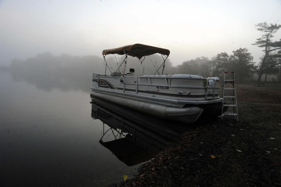Fog forms over Lake Nippenicket in Bridgewater on Thursday, Oct. 22, 2020.