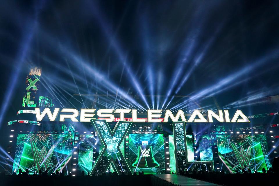 WWE WrestleMania set reveal of WrestleMania 40 at Lincoln Financial Field.