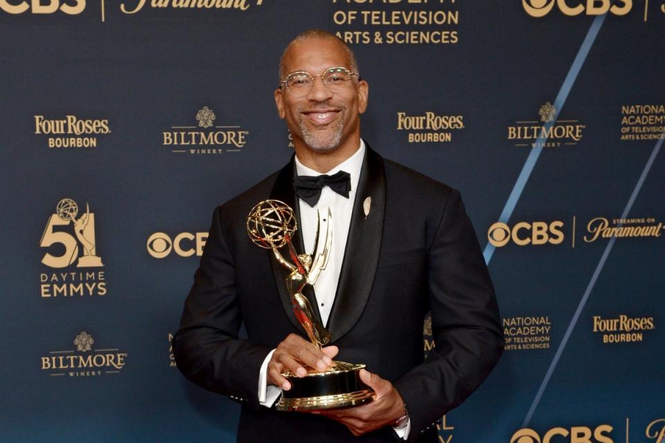 Christian Cooper poses with his Emmy in Los Angeles in June 2024 (Getty Images)