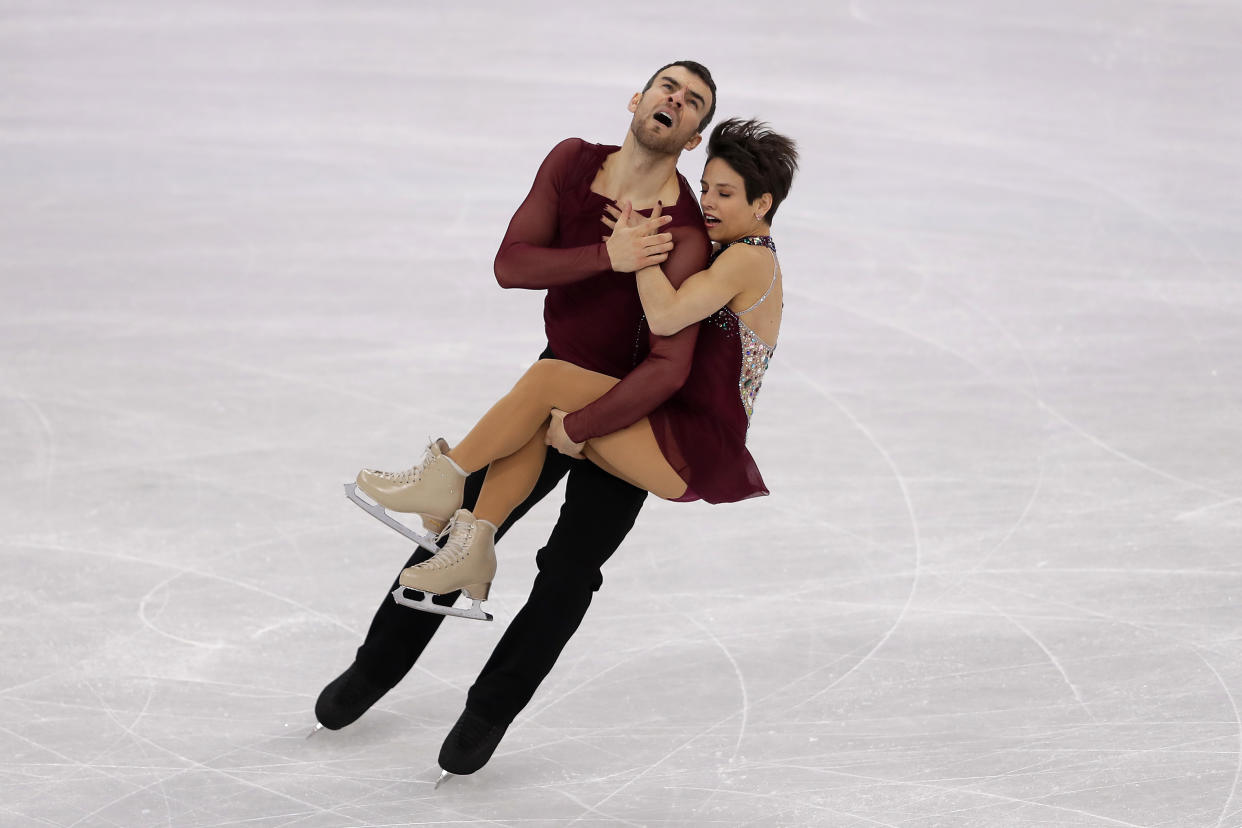 Canada’s Eric Radford and Meagan Duhamel compete in team figure skating at the 2018 Winter Olympics in PyeongChang. (AP)