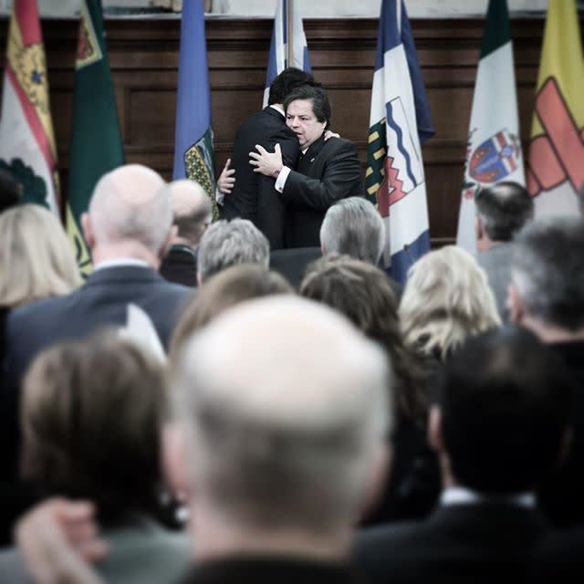 Adam Scotti via Instagram: “Caucus rose and gave MP Mauril Belanger a standing ovation to show their support as he battles ALS. #first100 #cdngingersnaps”