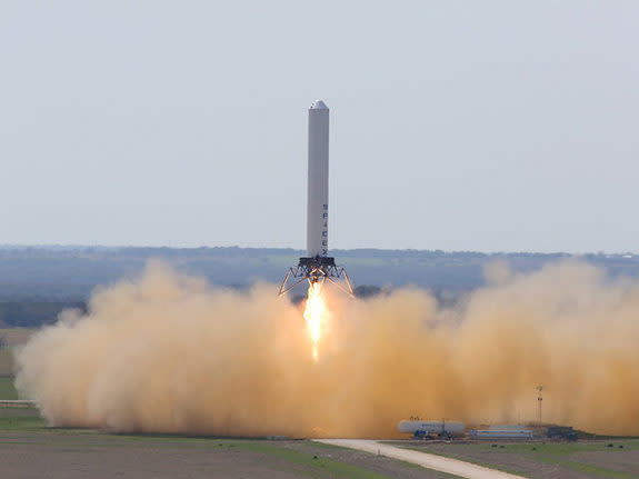 On March 7, 2013, SpaceX’s Grasshopper doubled its highest leap to date to rise 24 stories or 262.8 feet (80.1 meters), hovering for approximately 34 seconds and landing safely using closed loop thrust vector and throttle control.