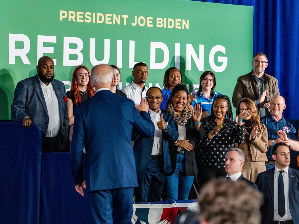 President Joe Biden speaks on a $36.6 million federal investment in the Sixth Street corridor that will be used to convert the thoroughfare into a more pedestrian-friendly area on Wednesday, March 13, 2024, at the Pieper-Hillside Boys & Girls Club in Milwaukee.