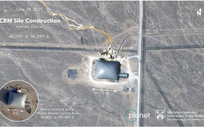  A commercial satellite photo taken Monday over northwestern China shows what experts say is a construction site for a new silo for a nuclear-tipped ICBM - Planet/Center for Nonproliferation Studies