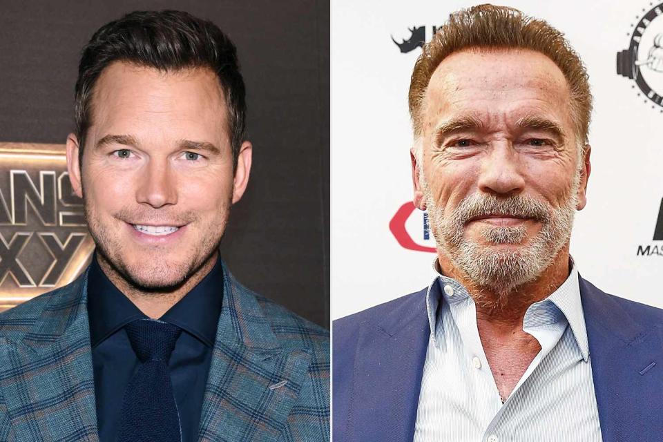 Jamie McCarthy/Getty; Sam Tabone/WireImage Chris Pratt (left); Arnold Schwarzenegger