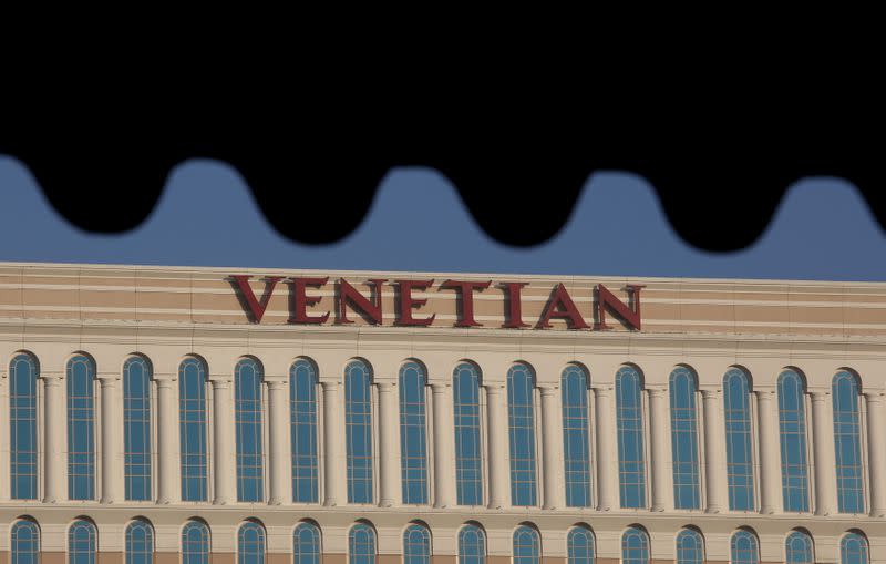 FILE PHOTO: The name "Venetian" is displayed outside Venetian Macao resort in Macau