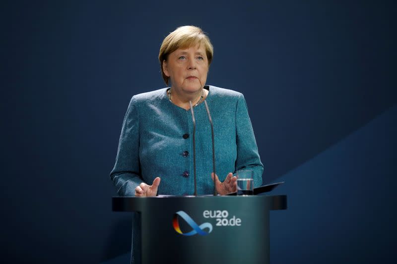 German Chancellor Merkel speaks to media in Berlin