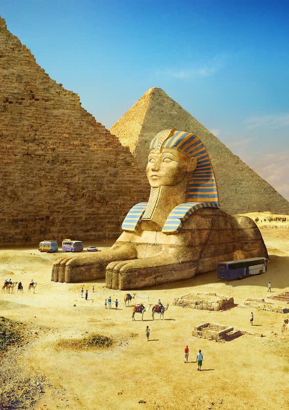 Esfinge de Giza. Ilustración de Evgeny Kazantsev, vía Pinterest