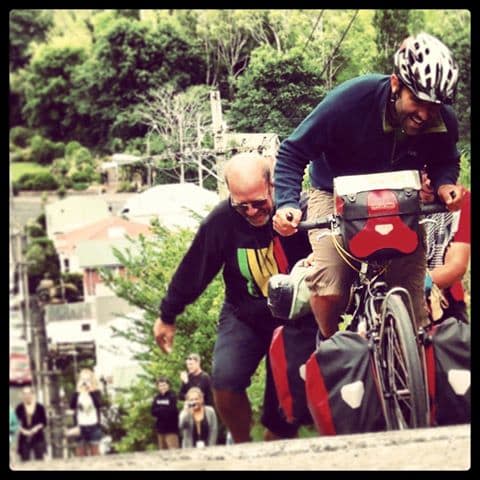 Cycling on the world's steepest street in Dunedin