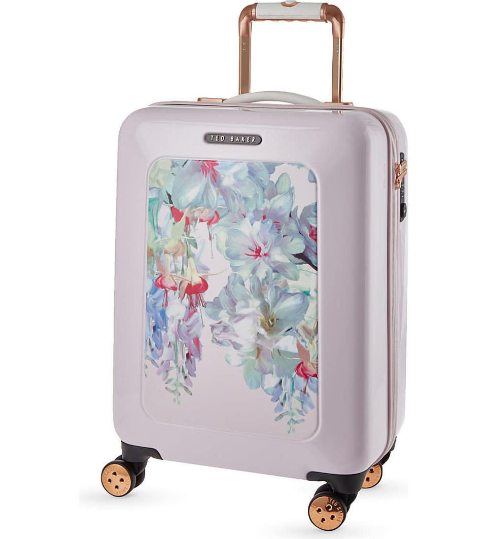 <p>How wonderfully feminine is this case? Definitely a good one for a summer getaway. [<i><a href="http://www.selfridges.com/GB/en/cat/ted-baker-take-flight-floral-small-cabin-suitcase-54cm_346-74051431-TBW0103-010/" rel="nofollow noopener" target="_blank" data-ylk="slk:Ted Baker, £199];elm:context_link;itc:0;sec:content-canvas" class="link ">Ted Baker, £199]</a></i></p>