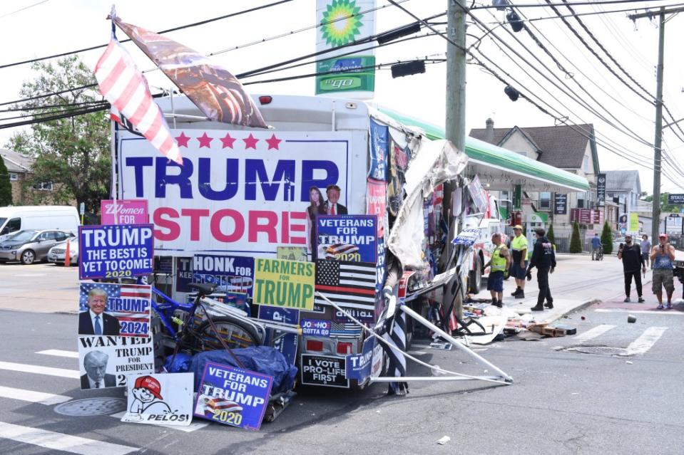 The RV is known to travel to MAGA events across the country to sell Donald Trump merchandise. White