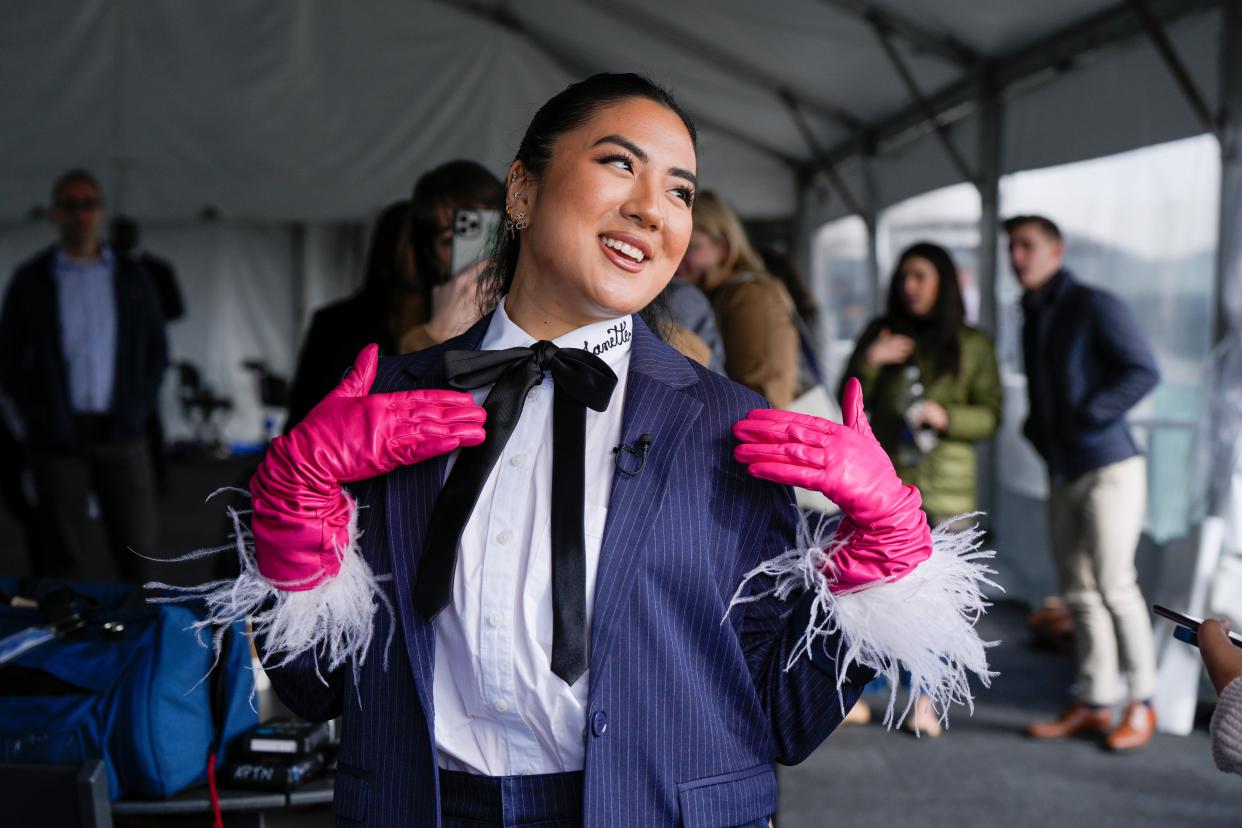 TikTok influencer Janette Ok speaks during a media availability, Wednesday, March 22, 2023, in Washington. (AP)