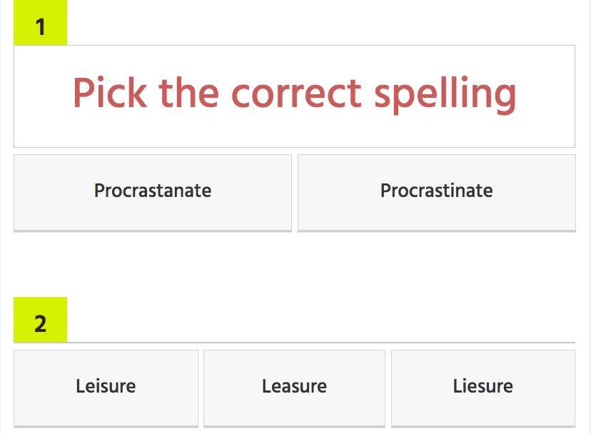 See if you can get the correct spelling of these words. Photo: Playbuzz