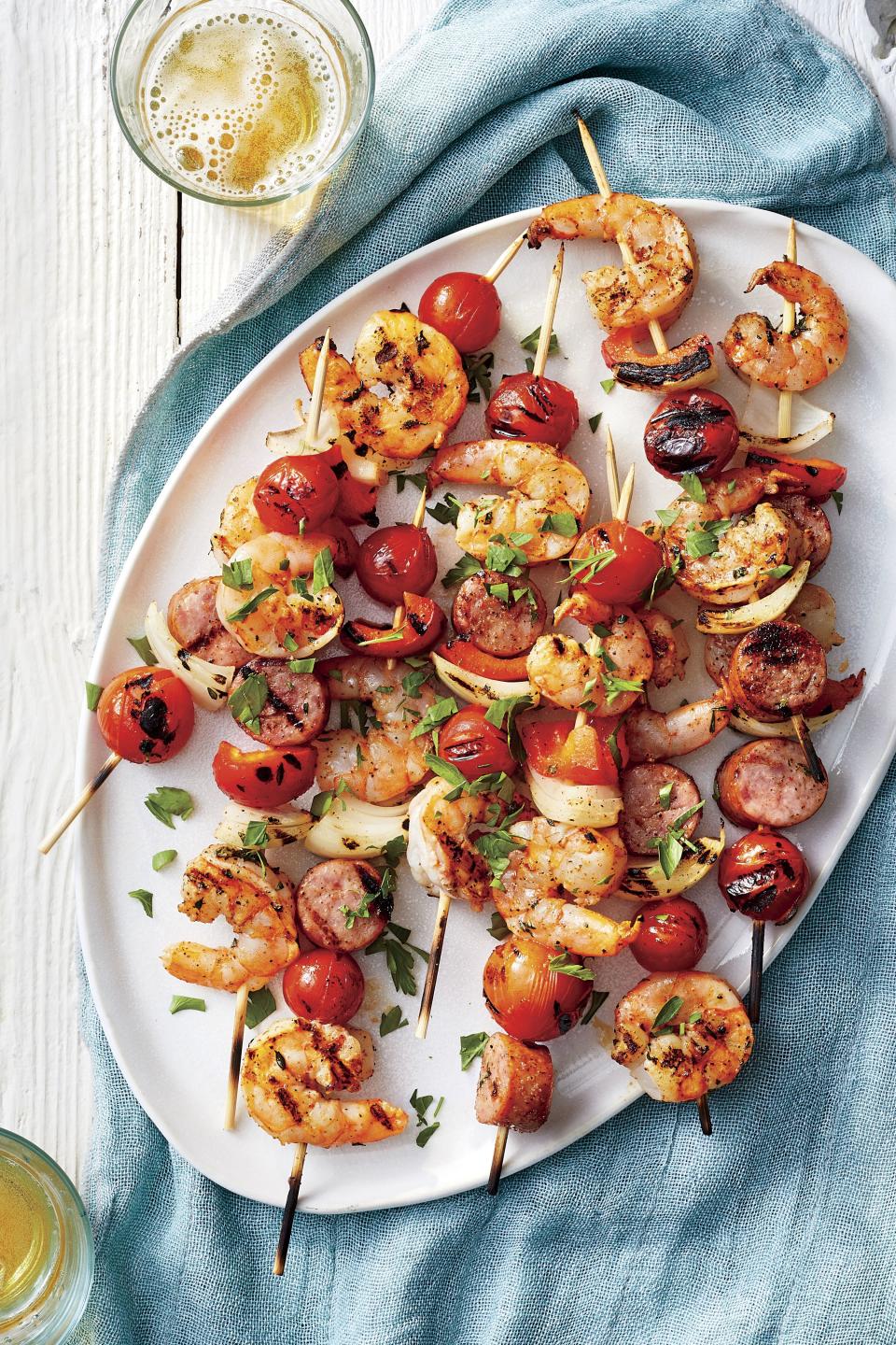 Grilled Cajun Shrimp Kabobs with Sausage