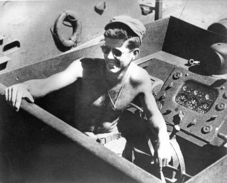 U.S. Navy Lt. John F. Kennedy aboard the Patrol Torpedo boat PT-109 boat during World War II, March 1942. REUTERS/John F. Kennedy Presidential Library