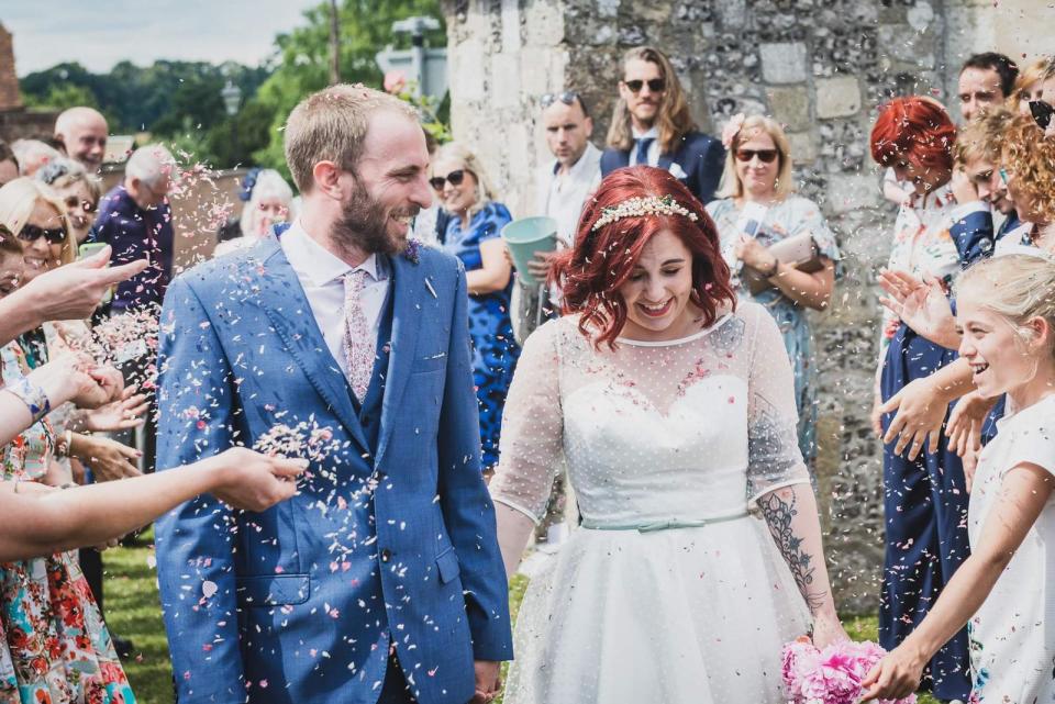 Alana with husband Nathaniel Severs on their wedding day. (SWNS)