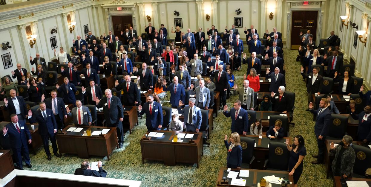Members of the Oklahoma House of Representatives take their oath of office to start a new two-year term on Nov. 16.