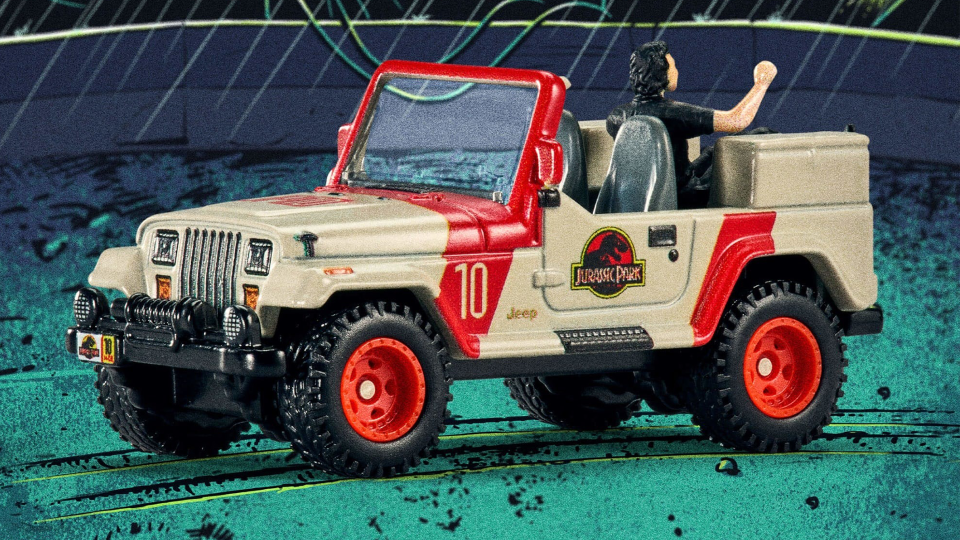 Hot Wheels Drops Jurassic Park Jeep Wrangler With a Little Jeff Goldblum in the Back photo