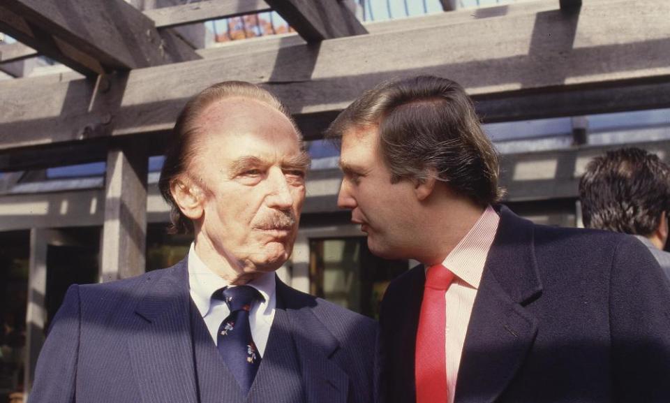 Trump talks to his father, real estate developer Fred C Trump, in the 1980s.