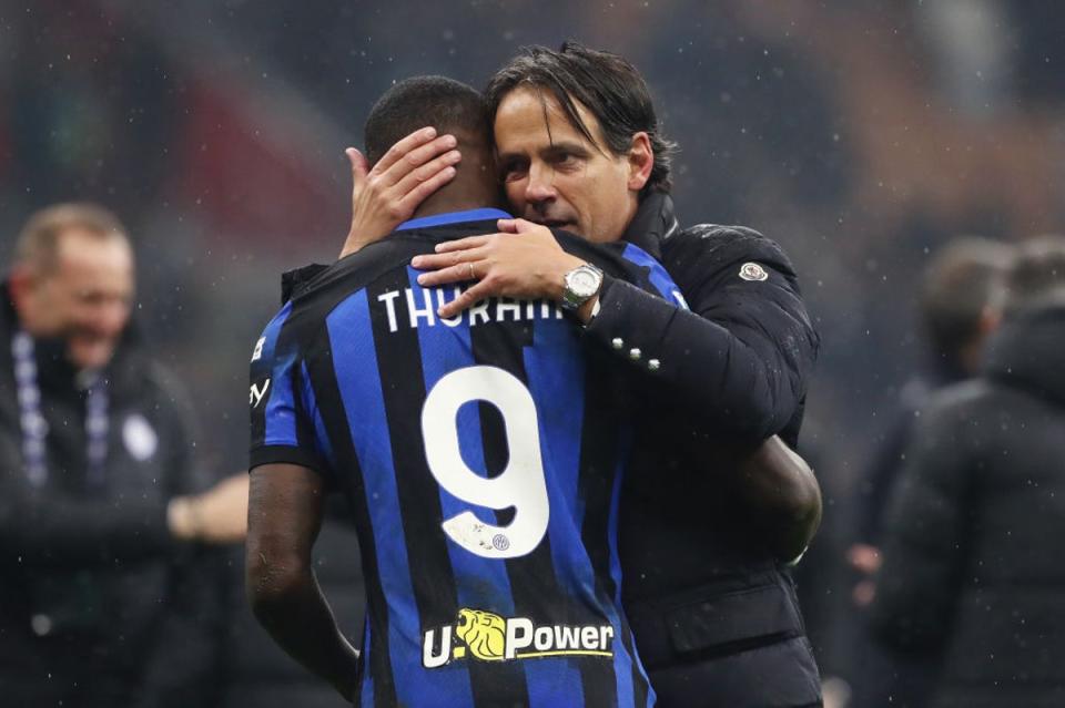 Simone Inzaghi celebrates with Marcus Thuram (Getty Images)