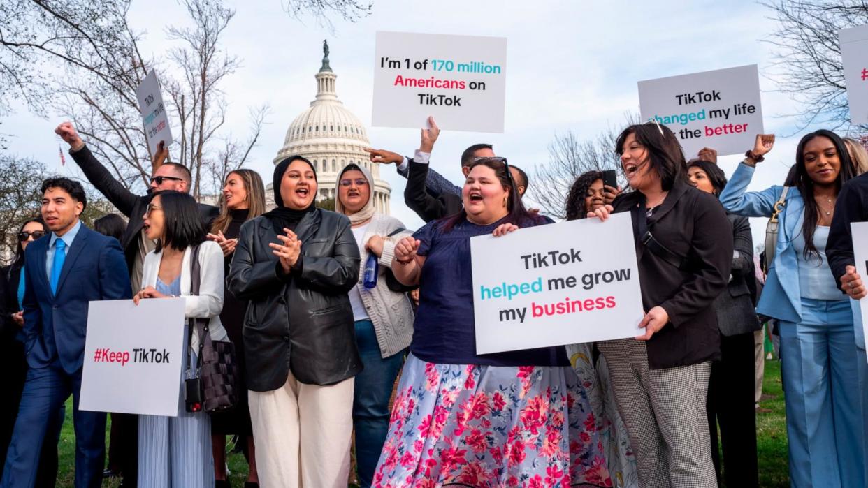 PHOTO: Devotees of TikTok gather at the Capitol in Washington D.C., Mar. 13, 2024.  (J. Scott Applewhite/AP)