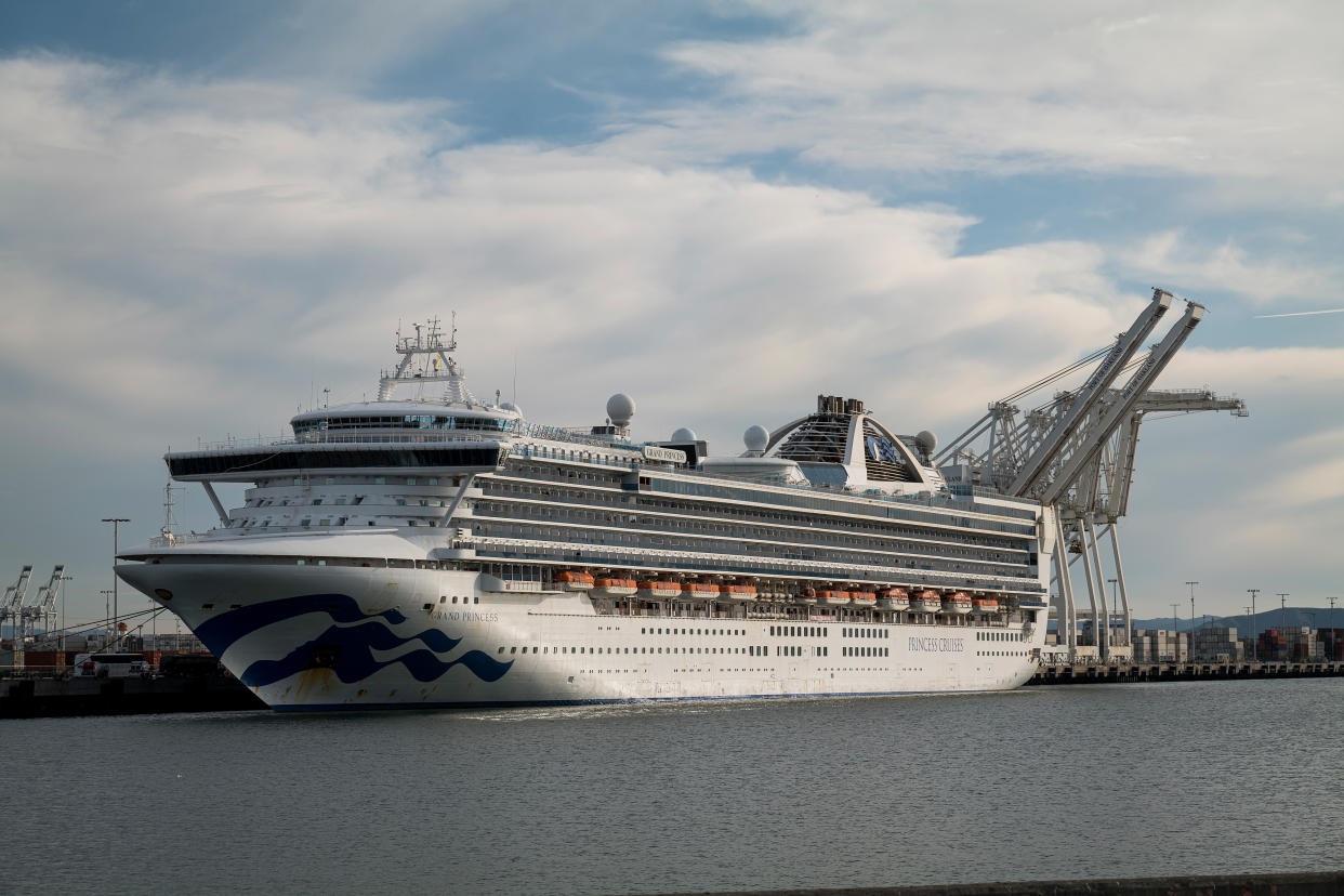 The Carnival Corp. Grand Princess cruise ship sits docked at the Port of Oakland in Oakland, California, U.S., on Monday, March 9, 2020. Photo: David Paul Morris/Bloomberg