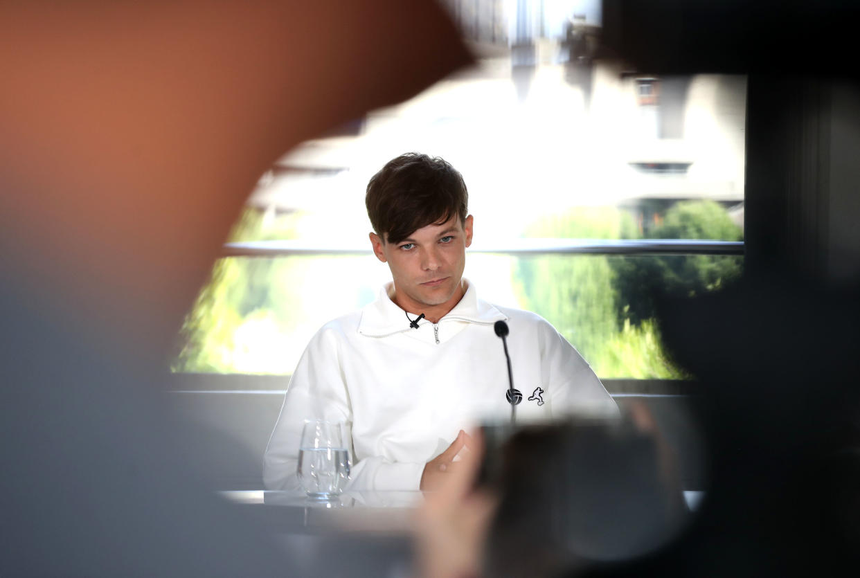 LONDON, ENGLAND – JULY 17: Louis Tomlinson during The X Factor 2018 launch at Somerset House on July 17, 2018 in London, England. (Photo by Mike Marsland/Mike Marsland/WireImage)