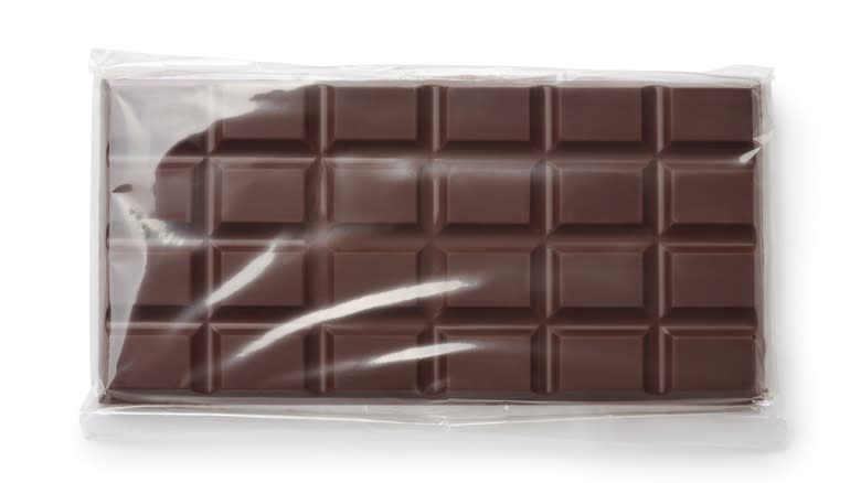 Chocolate in sealed plastic packaging