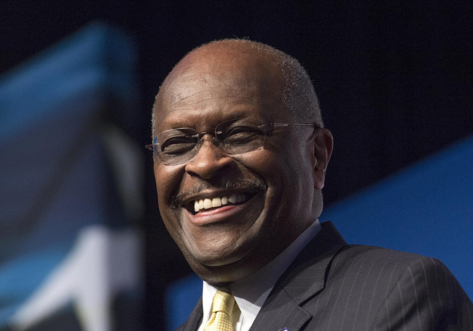 Herman Cain, CEO, The New Voice, speaks during Faith and Freedom Coalition's Road to Majority event in Washington, Friday, June 20, 2014. (AP Photo/Molly Riley)