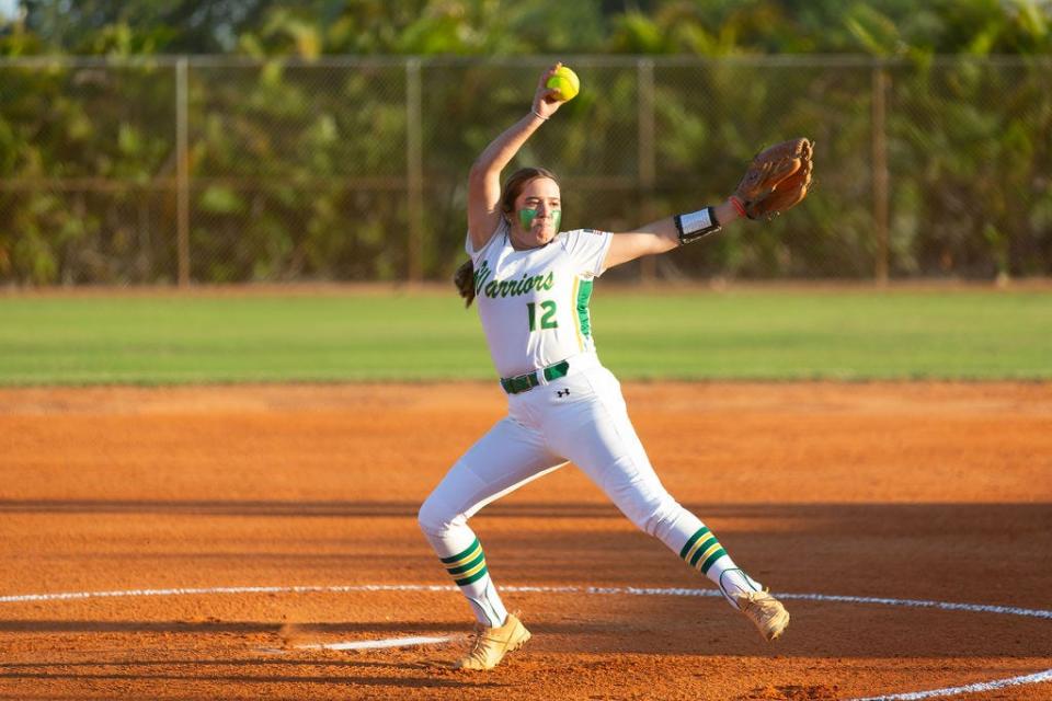 The Palm Beach Gardens softball team competes against Jupiter on Friday, April 5, 2024.