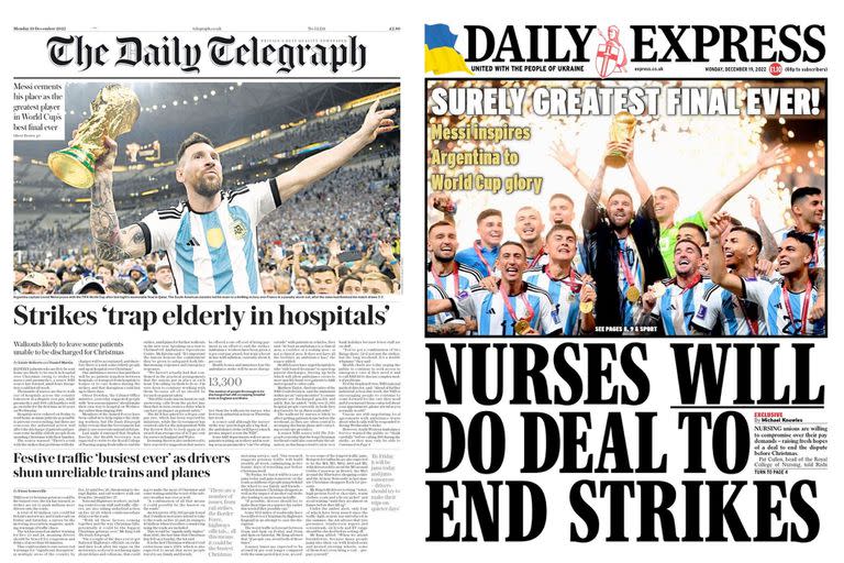 Tapa de diarios ingleses tras la final del mundial