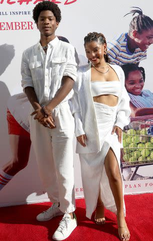 <p>Maury Phillips/Getty</p> Branson Bailey and Halle Bailey attend a special screening and brunch for Warner Bros.' "King Richard" on November 14, 2021 in Hollywood, California.