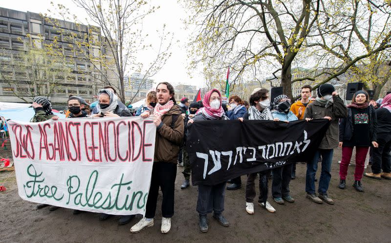 Protest encampment in support of Palestinians at McGill University in Montreal