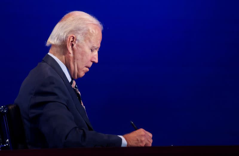 Democratic U.S. presidential nominee Biden attends briefing on efforts to develop coronavirus vaccine in Wilmington, Delaware