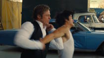 <p> It’s a scene that stirred controversy and drew the ire of Bruce Lee’s daughter, Shannon Lee. But Quentin Tarantino’s magnus opus Once Upon a Time in Hollywood stars Brad Pitt in top form as Cliff Booth, the loyal friend, chauffeur, and stuntman to fading Western star Rick Dalton (Leonardo DiCaprio). In one of Cliff’s own gigs, on the set of the TV show The Green Hornet, Cliff challenges the legendary Bruce Lee to a one-on-one fight behind the scenes. The purpose of the scene is to establish Cliff Booth’s capability as a scrapper and ruthlessness, which will come much later when his home is invaded by Sharon Tate’s would-be murderers. While it’s disheartening to watch Bruce Lee (played by Mike Moh) get manhandled by Brad Pitt, it’s still an all-time moment in the canon of Brad Pitt’s silver screen history. </p>