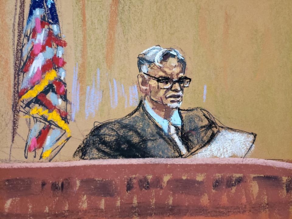 Court sketch of Judge Juan Merchan  during deliberations in the Trump Organization’s criminal tax trial (REUTERS)