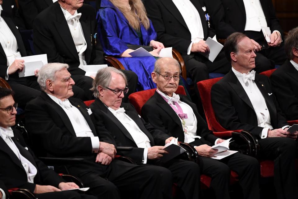 John Goodenough, M. Stanley Whittingham and Akira Yoshino shared a Nobel Prize for their work on lithium-ion batteries. <a href="https://www.gettyimages.com/detail/news-photo/co-laureates-of-the-2019-nobel-prize-in-chemistry-us-news-photo/1187620463" rel="nofollow noopener" target="_blank" data-ylk="slk:Jonathan Nackstrand/AFP via Getty Images;elm:context_link;itc:0;sec:content-canvas" class="link ">Jonathan Nackstrand/AFP via Getty Images</a>