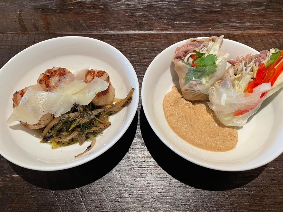 Grilled scallops and duck confit are among the first-course options served at Windy Hill Farm & Preserve, a resort-lodge near Tellico Village and Loudon.
