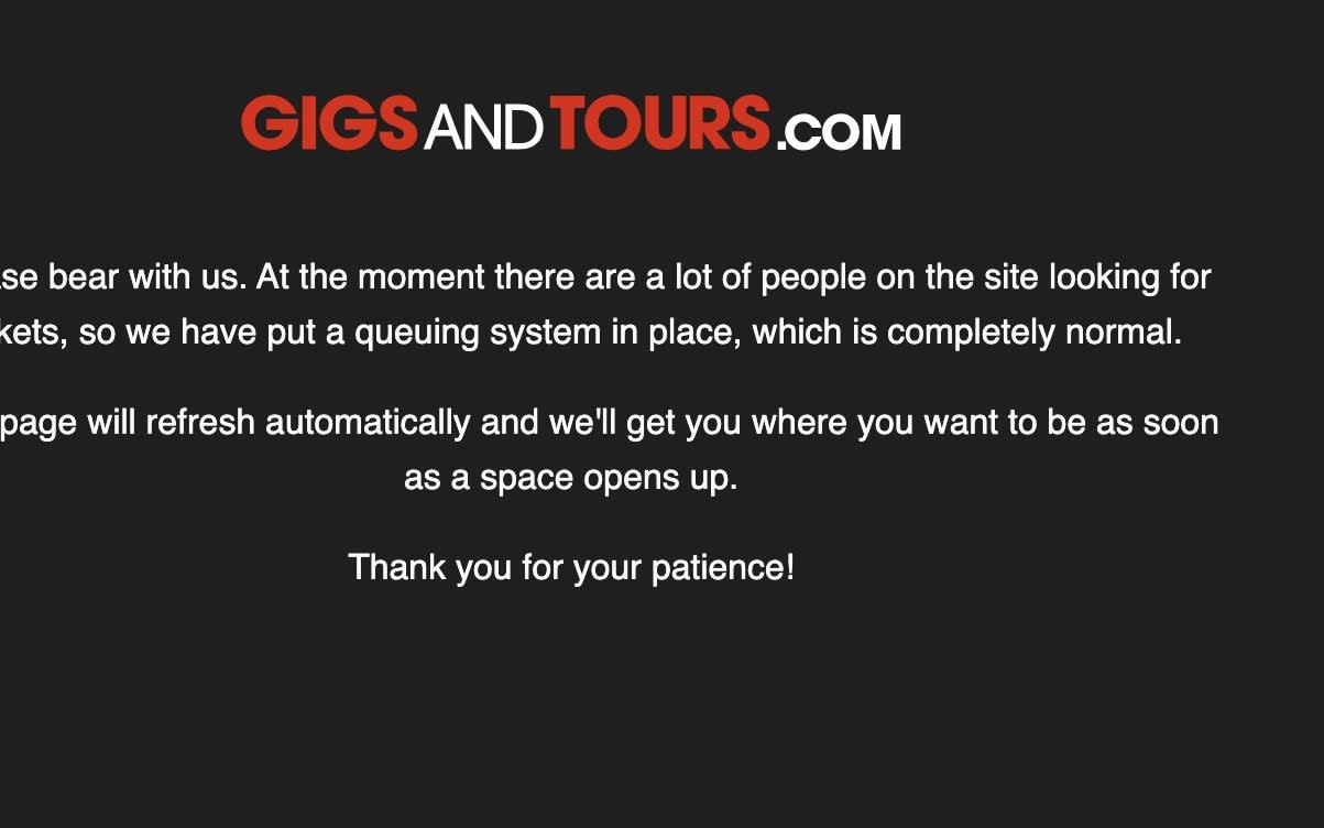 Gigsandtours.com is currently displaying this message to users