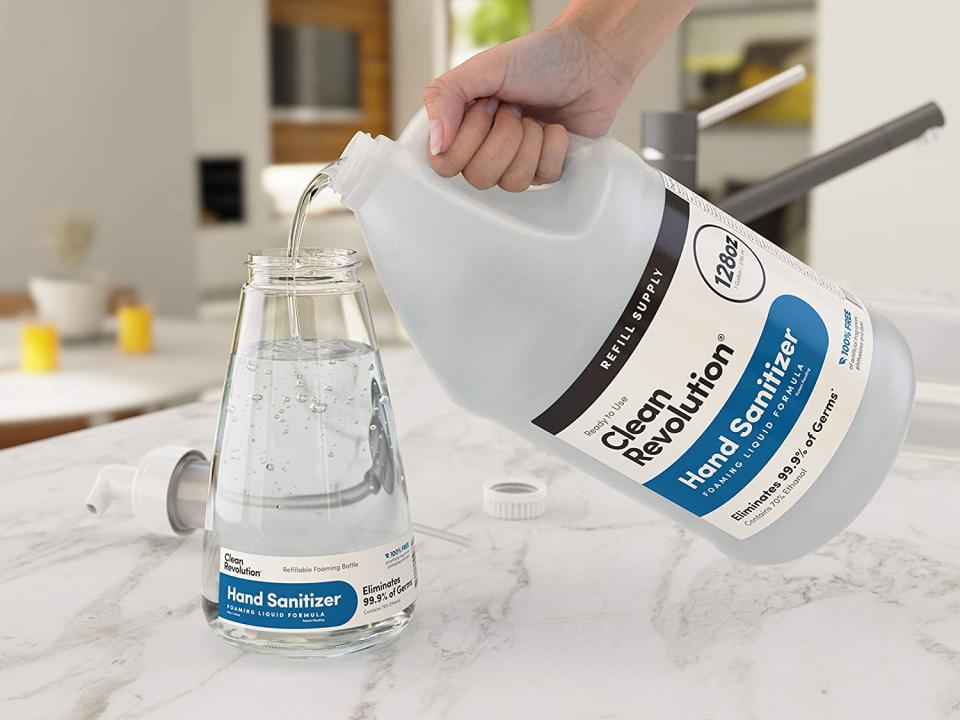 Refill bottles with the bulk-size sanitizer. (Photo: Amazon)