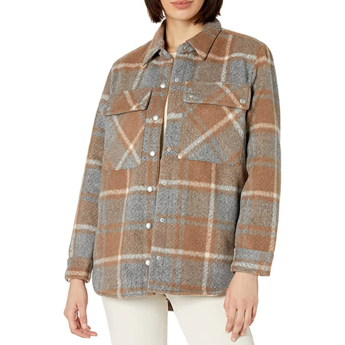 [BLANKNYC] womens Luxury Clothing Plaid Shirt Jacket