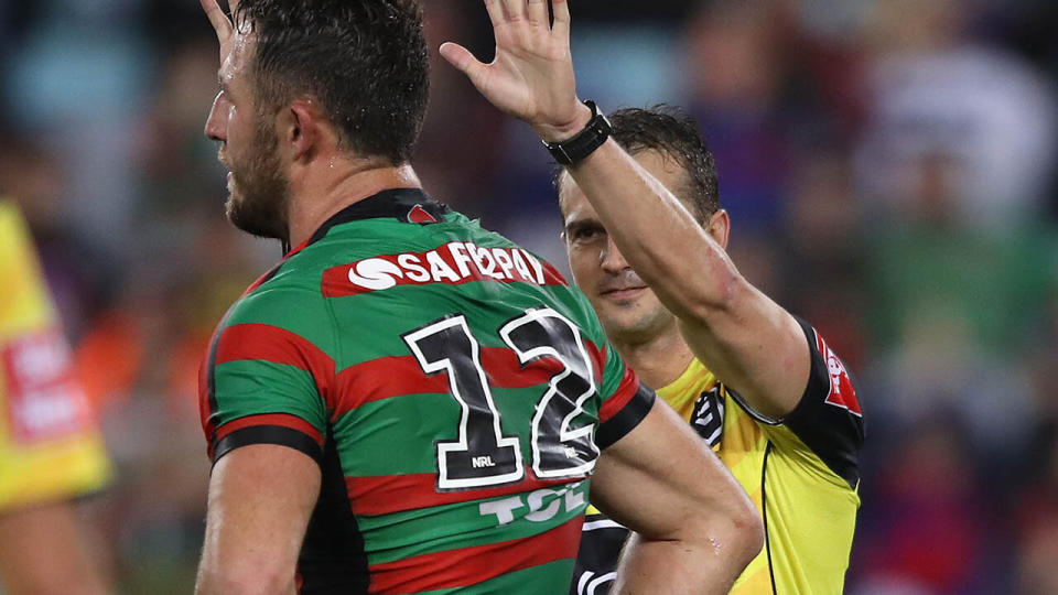 Sam Burgess is sent to the sin-bin. (Photo by Mark Kolbe/Getty Images)