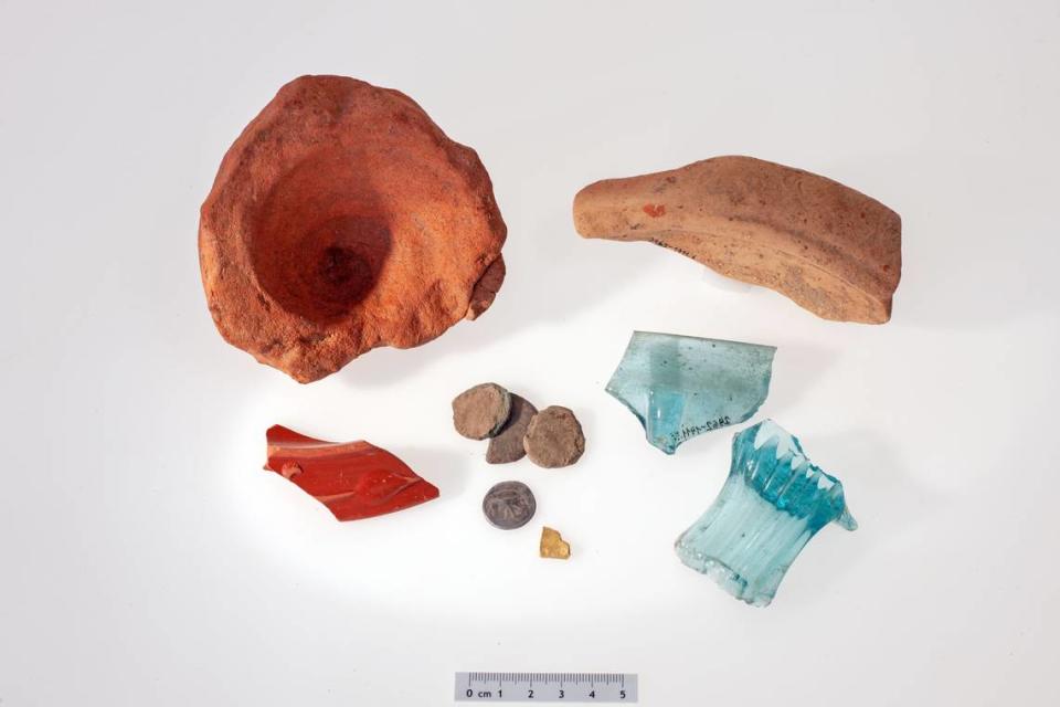 Some of the discovered artifacts include an amphorae fragment, pieces of glassware and four coins, officials said.