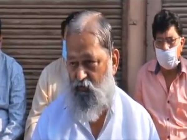 Haryana Home Minister Anil Vij speaking to reporters on Wednesday. Photo/ANI